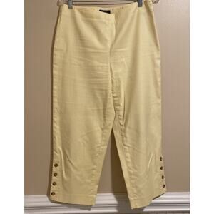 Women’s Peck & Peck Pants - Size 10 - Yellow - Button Detail At Bottom Of Legs